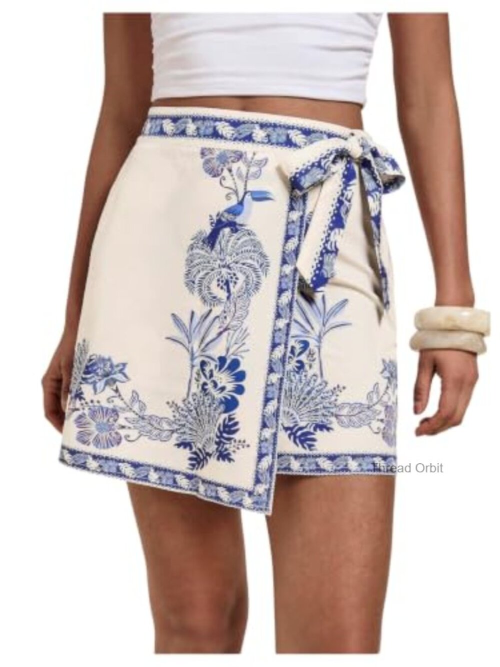 Women's Wrap Mini Skirt Floral Print High Rise Tie Side Boho